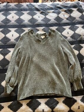 Hunter Green Ava & Viv V-Neck Sweater 3X